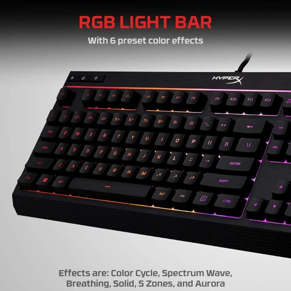 Alloy Core RGB - Membrane Gaming Keyboard - Comfortable Quiet Silent Keys With RGB LED Lighting Effects, Spill Resistant, Dedicated Media Keys