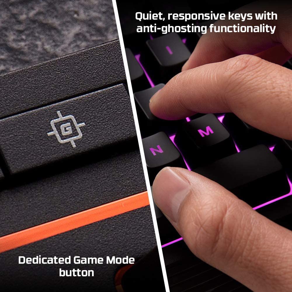 Alloy Core RGB - Membrane Gaming Keyboard - Comfortable Quiet Silent Keys With RGB LED Lighting Effects, Spill Resistant, Dedicated Media Keys