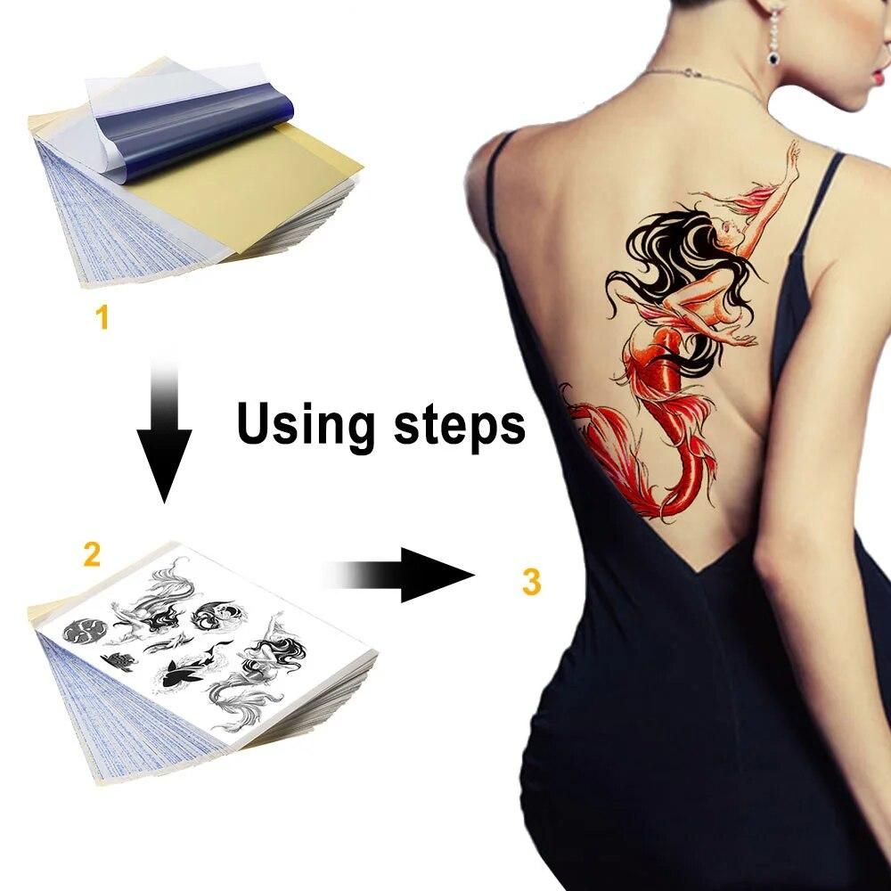 15 Sheets Tattoo Stencil Transfer Paper Tattoo Supplies Carbon Thermal Paper Stencil Copier Paper Tracing Paper with 4 Layers