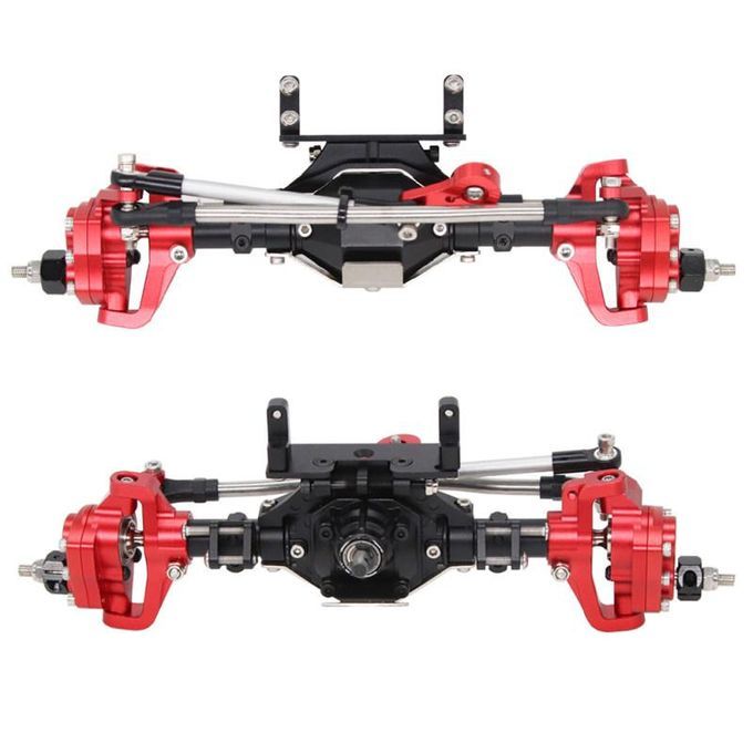 1 Pair Aluminum Alloy Front Rear Portal Axles For-Silver Red
