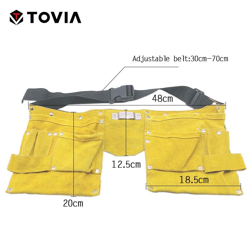 Cow Leather Electrician Bag Waist  Belt Storage Tool Bag Pocket Kit For Screwdriver Wrench Scissor Hand Tool