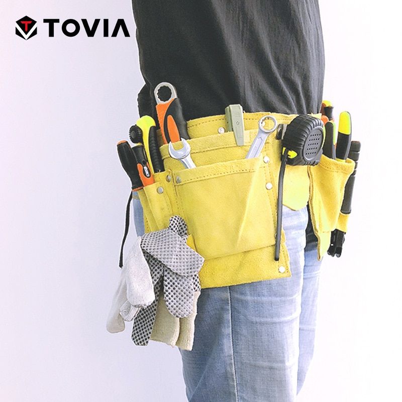 Cow Leather Electrician Bag Waist  Belt Storage Tool Bag Pocket Kit For Screwdriver Wrench Scissor Hand Tool