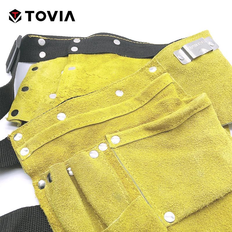 Cow Leather Electrician Bag Waist  Belt Storage Tool Bag Pocket Kit For Screwdriver Wrench Scissor Hand Tool