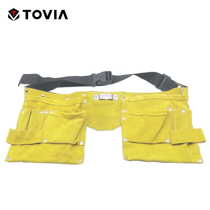Cow Leather Electrician Bag Waist  Belt Storage Tool Bag Pocket Kit For Screwdriver Wrench Scissor Hand Tool