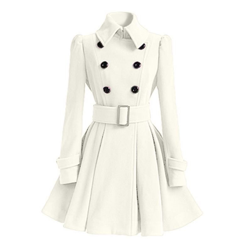 S-XXL New Fashion Classic Winter Thick Coat Europe Belt Buckle Trench Coats Double Breasted Outerwear Casual Ladies Dress Coats