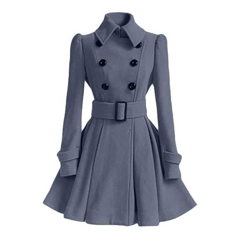 S-XXL New Fashion Classic Winter Thick Coat Europe Belt Buckle Trench Coats Double Breasted Outerwear Casual Ladies Dress Coats