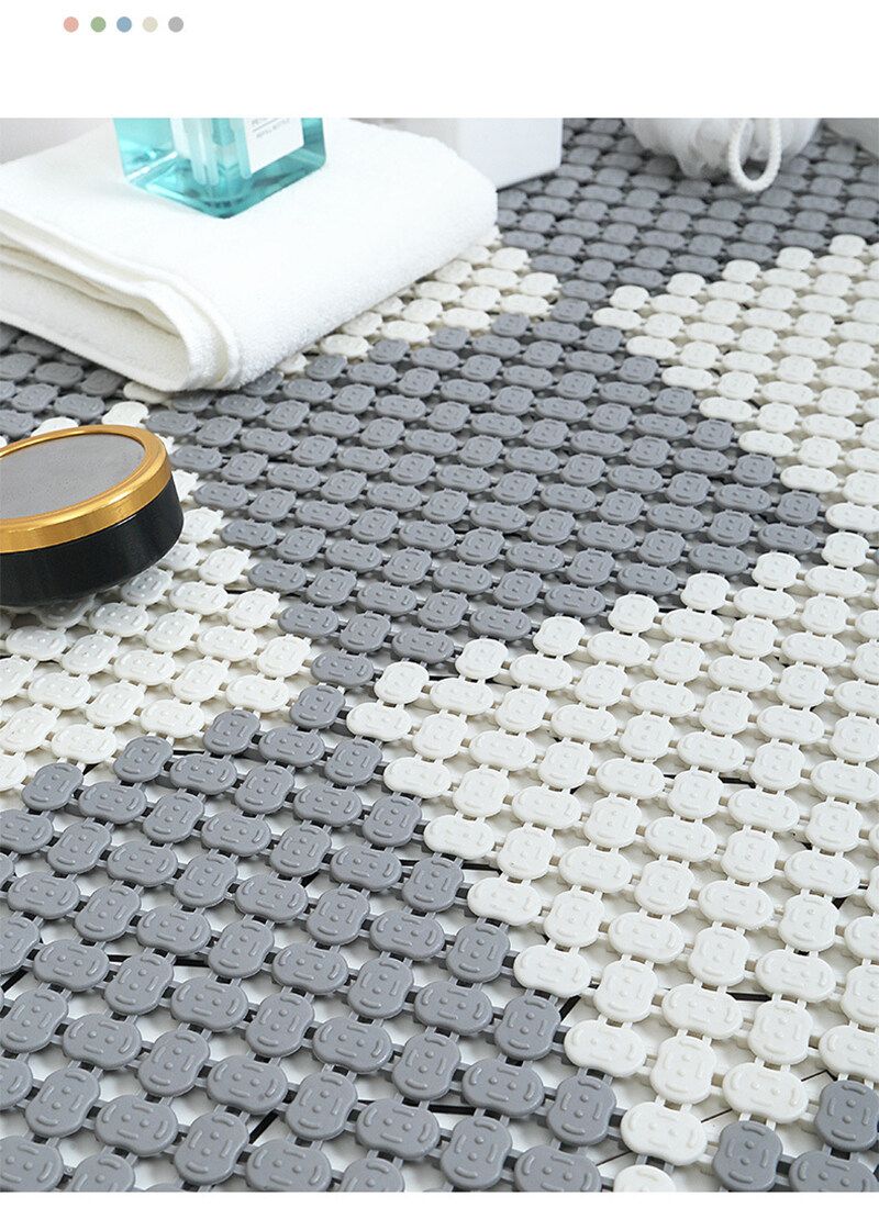 DIY Splice Bath Mat Anti Slip Massage Shower Carpet Grid PVC Plastic Mats For Stitching Puzzle Pad Bathroom Accessories Light Grey
