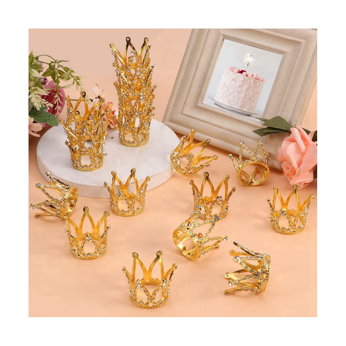 10 Pcs Gold Cake Topper Tiny Baby Small Rhines