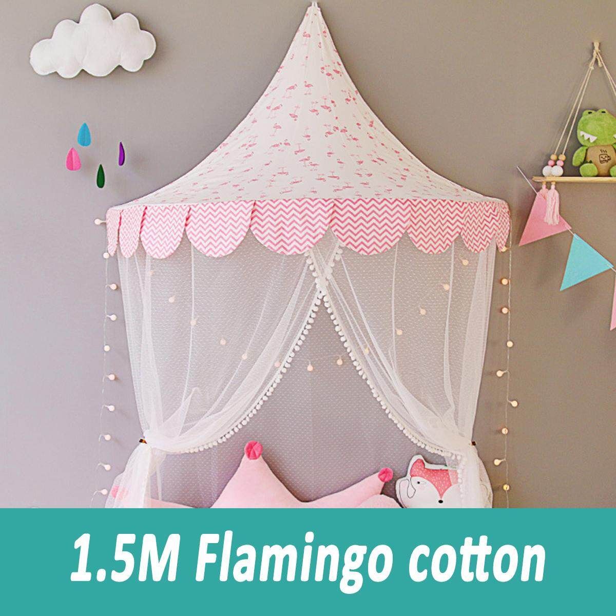 Kids Teepee Tents Children Play House Cotton Bed Tent Canopy Foldable Crib Tent Baby Room Decor Birthday Gifts Photography Props Blush Pink
