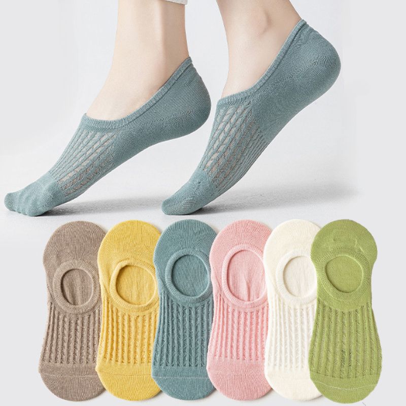1 Pair Women Invisible Boat Socks Summer Silicone Non-slip Chaussette Ankle Low Cut Hollow mesh Breathable Short Thin Sock