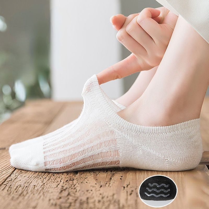 1 Pair Women Invisible Boat Socks Summer Silicone Non-slip Chaussette Ankle Low Cut Hollow mesh Breathable Short Thin Sock