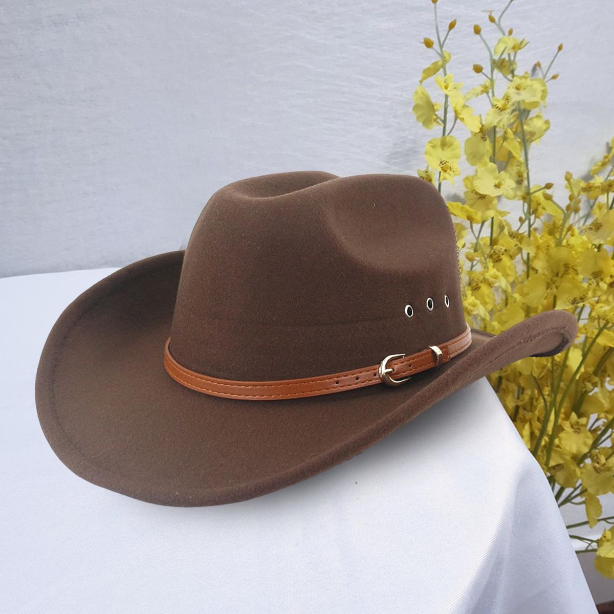 Fedora Hat Western Cowboy Cowgirl Fedora Hat Coffee