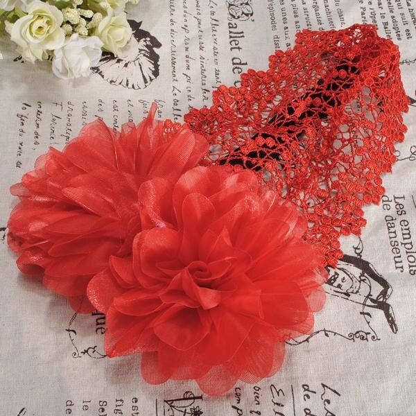 1Pcs Baby Girl Toddler Lace Flower HeadBand Hair Band Headwear Hat Bow 2 Colors Gules