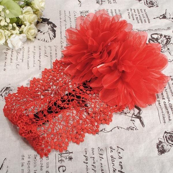 1Pcs Baby Girl Toddler Lace Flower HeadBand Hair Band Headwear Hat Bow 2 Colors Gules