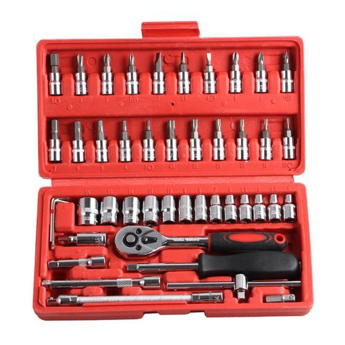 46p S/set  Arbon Steel  Ombination Set Wren H So Ket Spanner S Rewdriver Household  Motor Y Le Ar Repair Tool