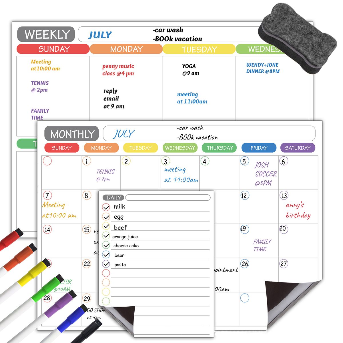 Magnetic Dry Erase Calendar Whiteboard Fridge Magnet