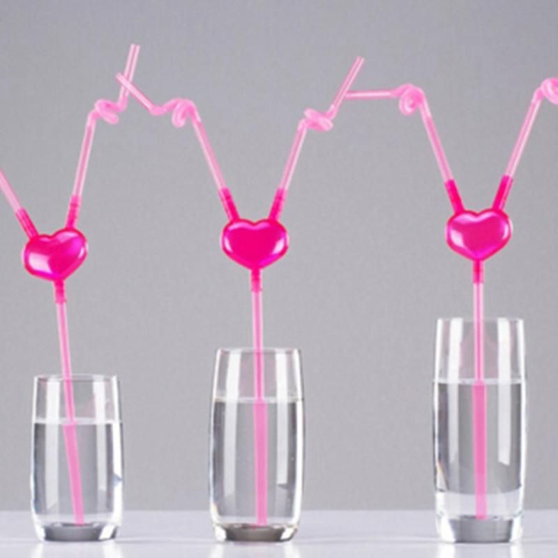 Love Heart Double Drinking Straws Valentine Lover Plastic