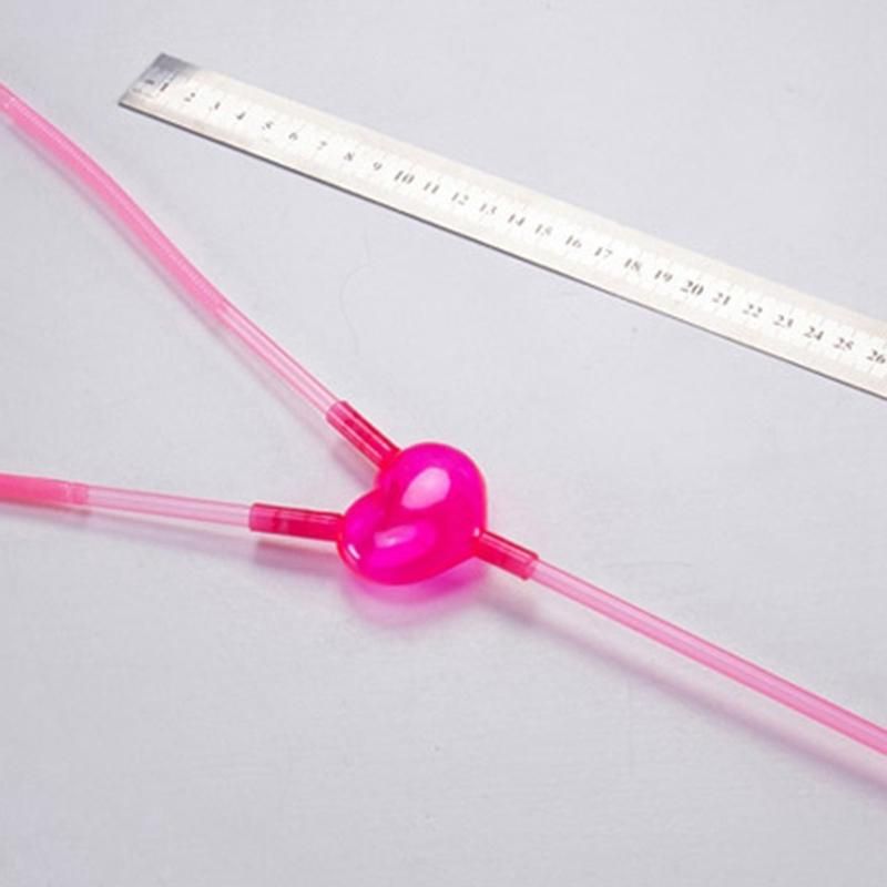 Love Heart Double Drinking Straws Valentine Lover Plastic