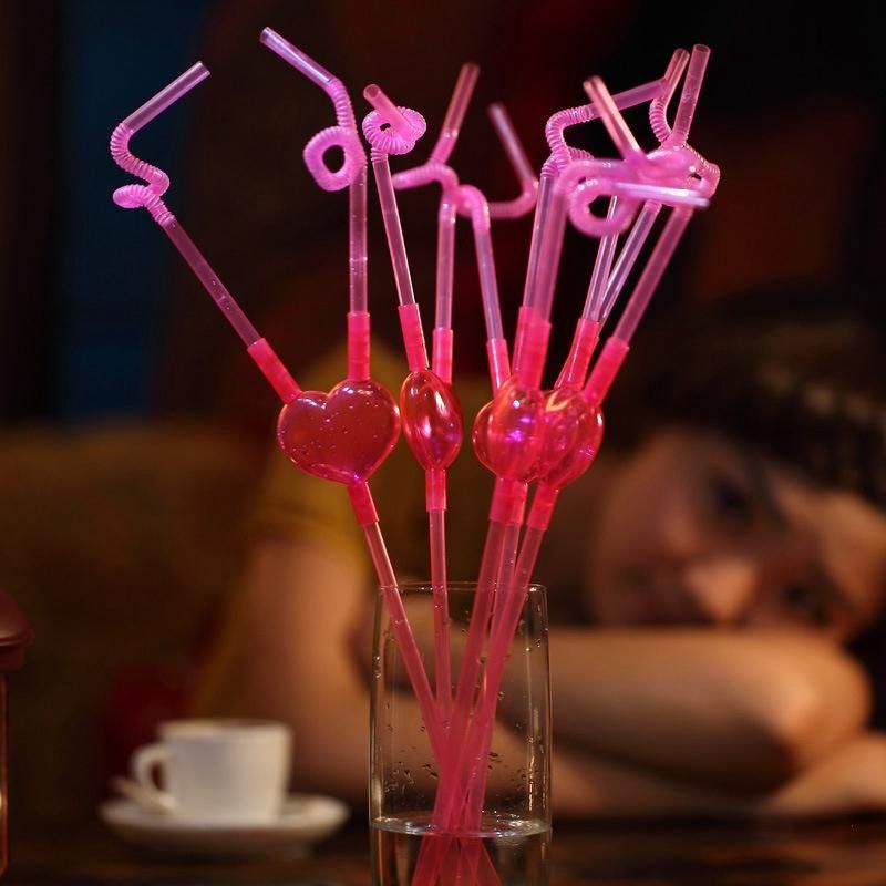 Love Heart Double Drinking Straws Valentine Lover Plastic
