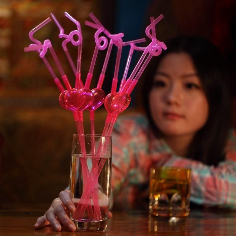 Love Heart Double Drinking Straws Valentine Lover Plastic