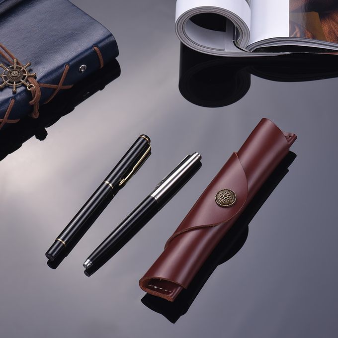 Antique Leather Pen Case Fountain Handmade Sleeve Bag Pouch