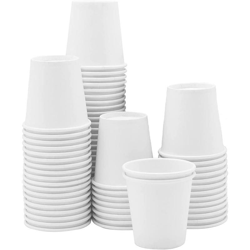 White Paper Cups Small Disposable Bathroom Espresso Mouthwash Cups Dispenser Disposable Cups 100 Pack 3Oz