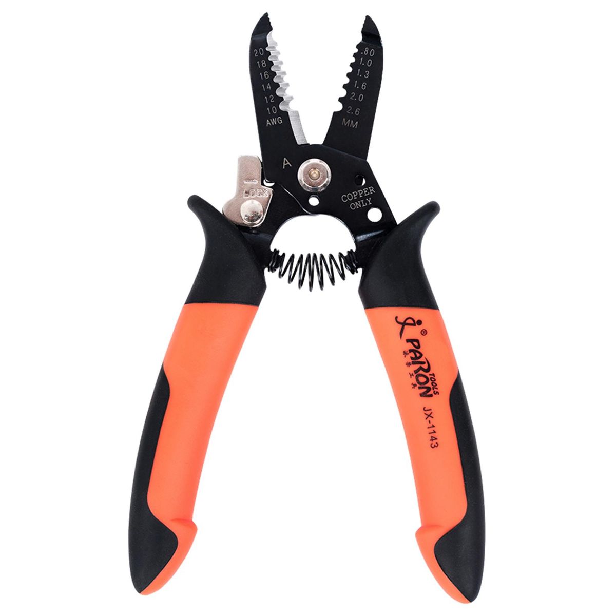 PARON 6-hole Multifunctional Wire Stripper Fine Grinding Stripping Shearing Type Wire Clamping Pliers Double-layer Two-color Comfortable Handle Wire Cutting Pliers AWG20-10 0.8-2.6mm² JX-1143-A