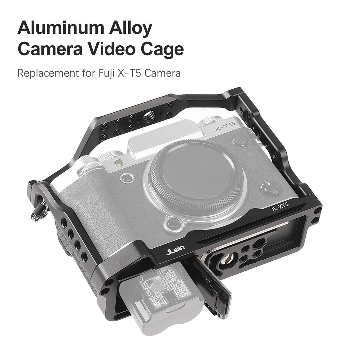 JLwin Protective Camera Cage Aluminum Alloy with Cold Shoe Mount Magnetic Wrench Slot Numerous 1/4in And 3/8in Threaded Holes Compatible with FUJIFILM X-T5 Camera