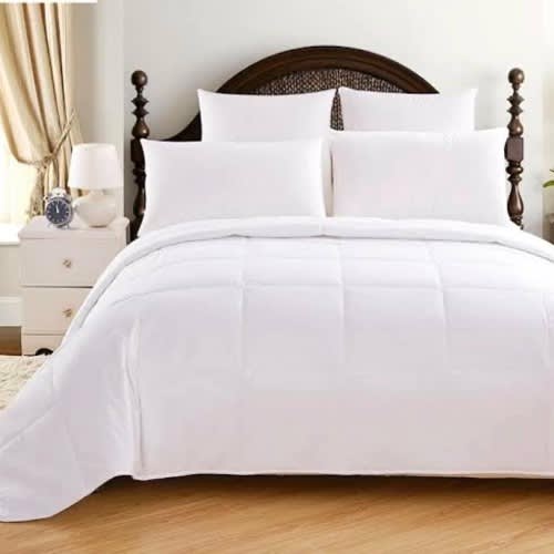 Plain Bedding Set - Duvet, Bedsheet And 4 Pillowcases -100% American Cotton
