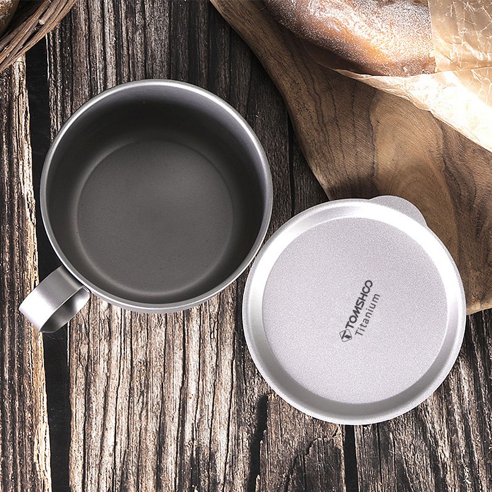 500ml Titanium Cup With Lid And Handle Camping Coffee Cup