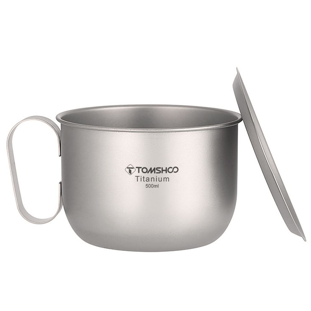 500ml Titanium Cup With Lid And Handle Camping Coffee Cup