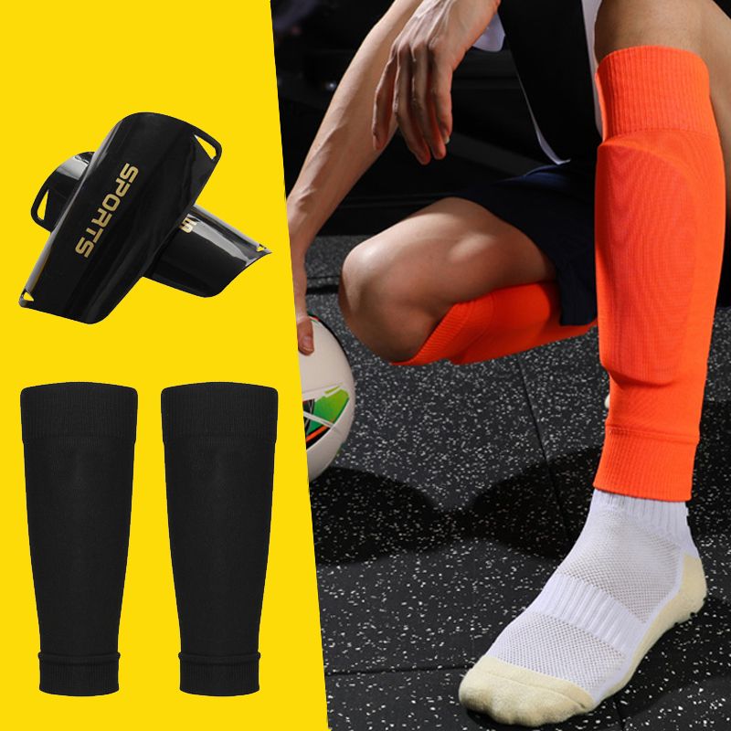 Elastic Soccer Calf Leg Sleeves + Shin Pads Kids Teenagers Adult Football Baseball Volleyball Leg Warmers M L Custom Logo-Blue
