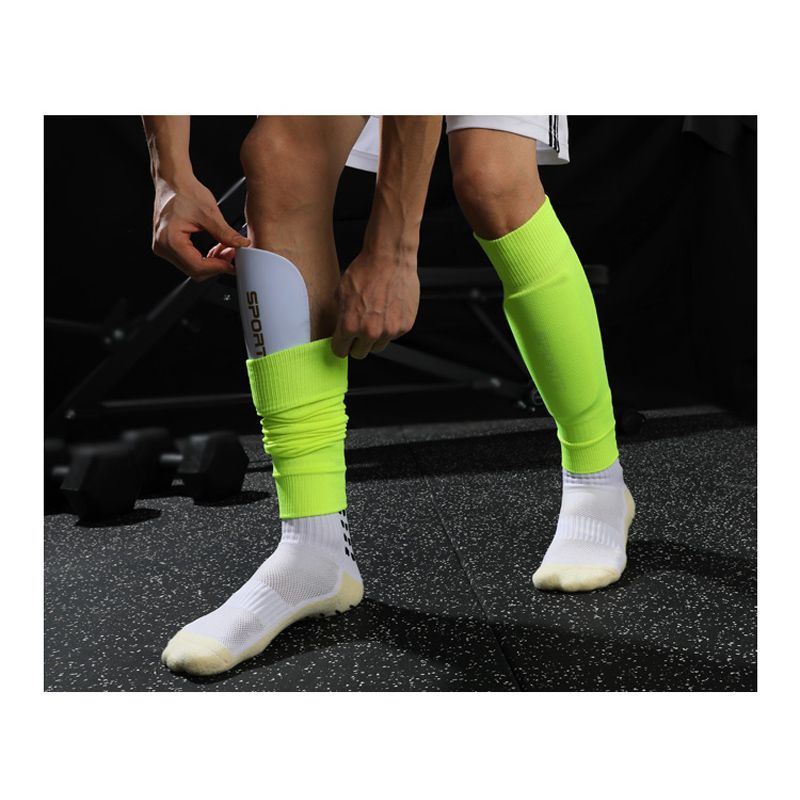 Elastic Soccer Calf Leg Sleeves + Shin Pads Kids Teenagers Adult Football Baseball Volleyball Leg Warmers M L Custom Logo-Blue