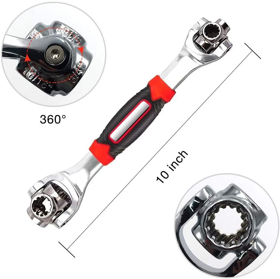Multifunctional Tiger Multi-Socket Wrench With 6 Corners 360-Degree Rotating Head Rubber Handle