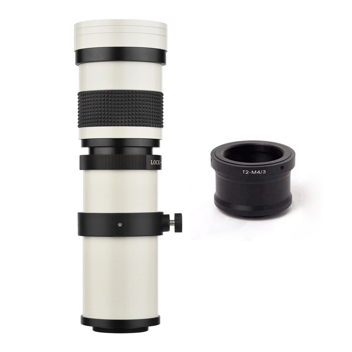 Camera MF Super Telephoto Zoom Lens F/8.3-16 420-800mm T2 Mount with M4/3-mount Adapter Ring 1/4 Thread Replacement for Panasonic G9 GH5 II GX7 GX8 GX9 GX850 G90 G91 G95 G100 Olympus E-M1 E-M5 E-M10 I II III E-PM2 E-PM1 Pen-F