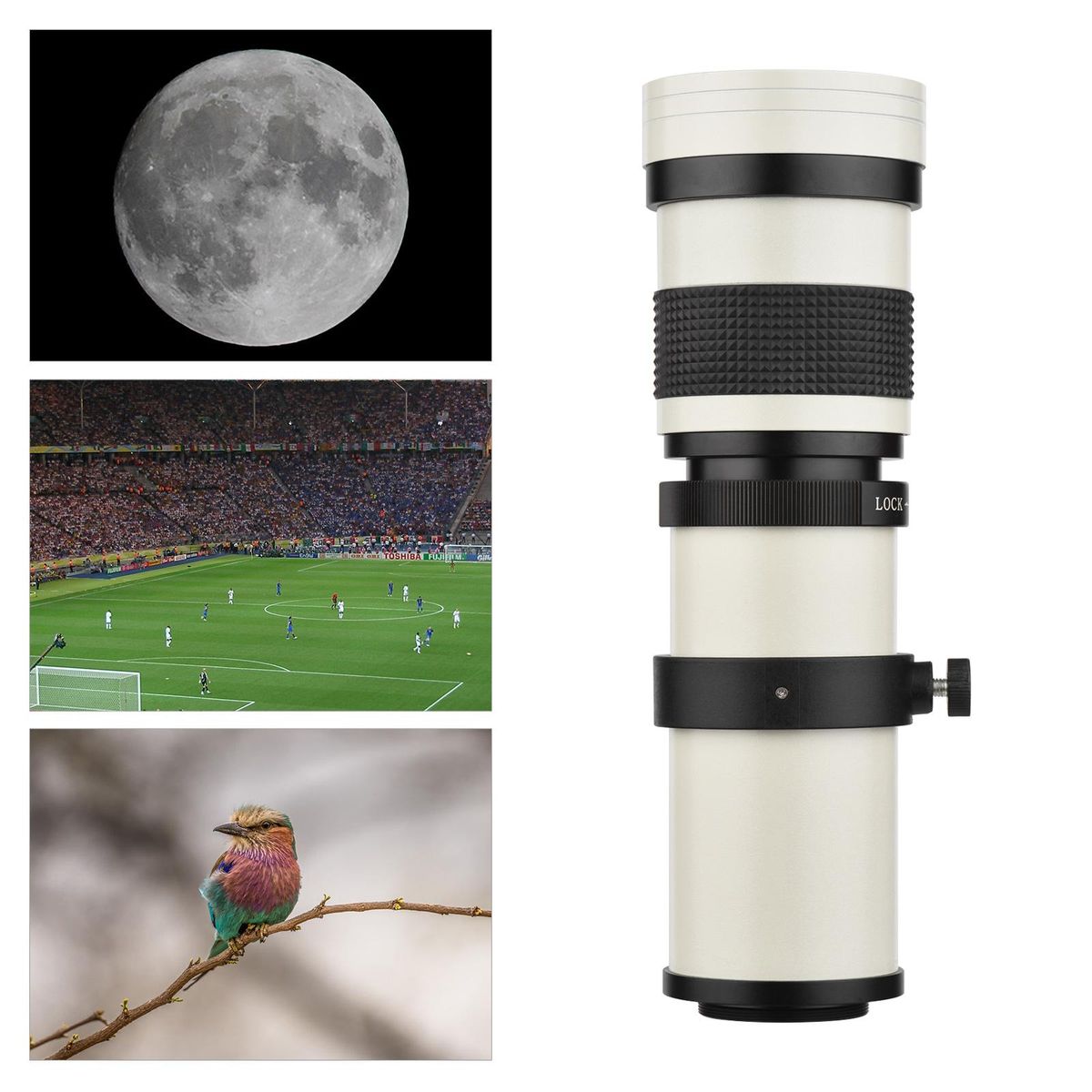 Camera MF Super Telephoto Zoom Lens F/8.3-16 420-800mm T2 Mount with M4/3-mount Adapter Ring 1/4 Thread Replacement for Panasonic G9 GH5 II GX7 GX8 GX9 GX850 G90 G91 G95 G100 Olympus E-M1 E-M5 E-M10 I II III E-PM2 E-PM1 Pen-F