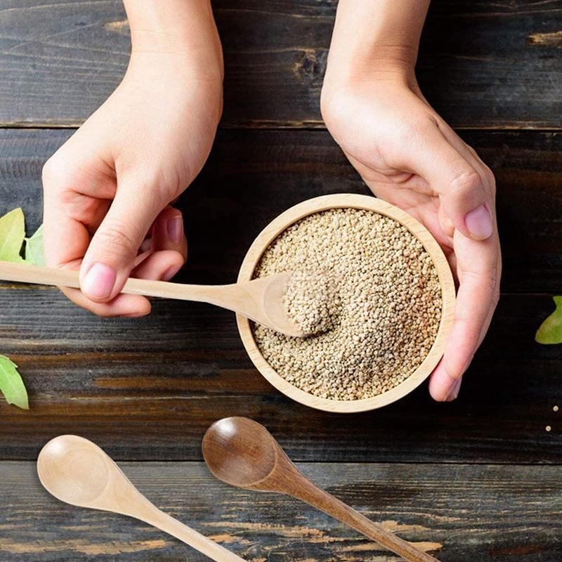 6 Pcs Wooden Spoon,Long Handle Wood Spoons Mixing Stirring
