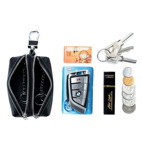 Double Layer Women Men Mini Coin Purse Holder PU Leather Key Purses Pouch