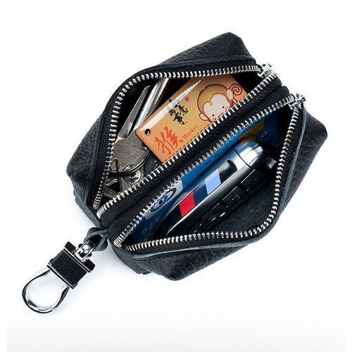 Double Layer Women Men Mini Coin Purse Holder PU Leather Key Purses Pouch