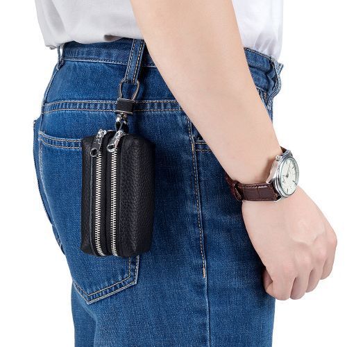 Double Layer Women Men Mini Coin Purse Holder PU Leather Key Purses Pouch