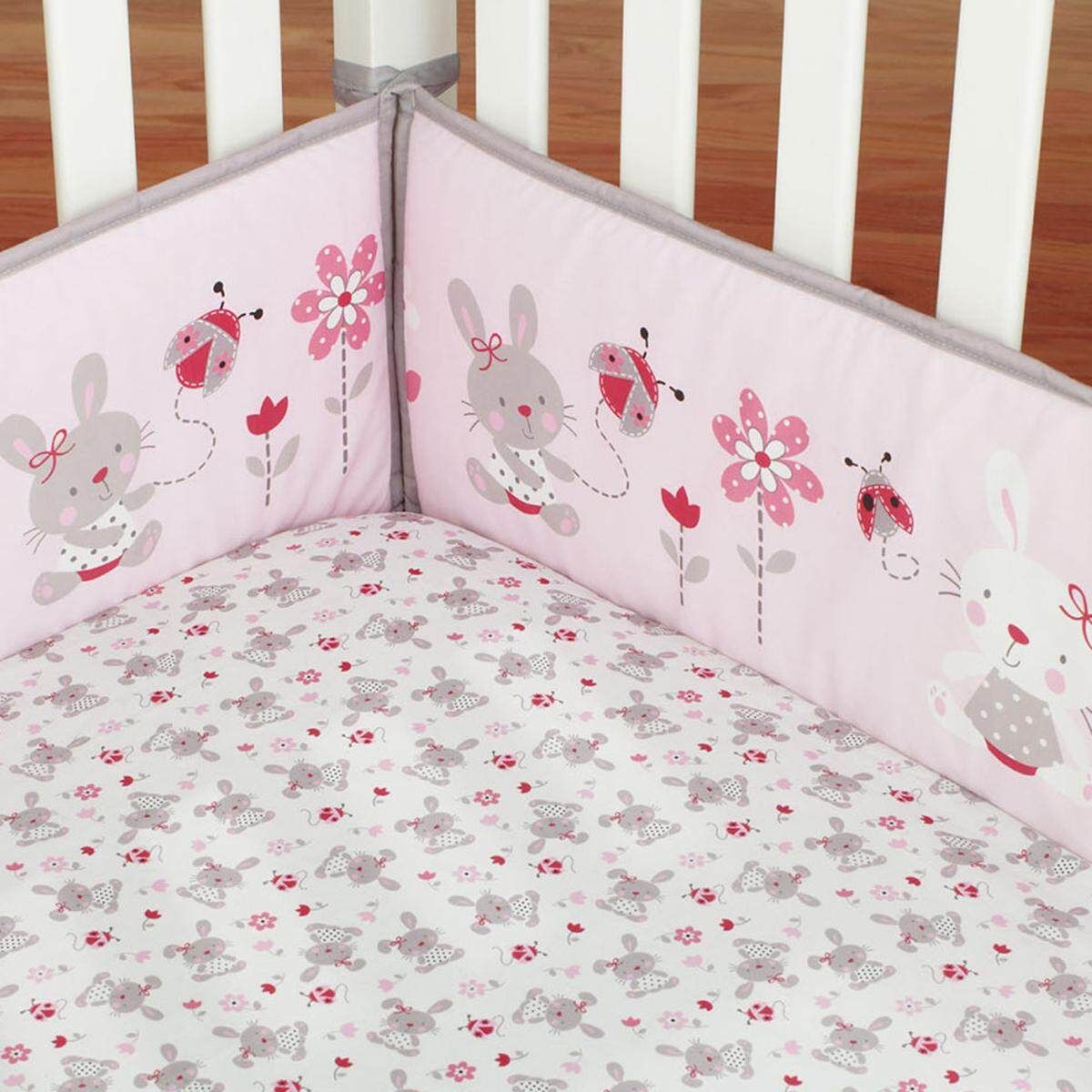 4Pcs Rabbit Baby Infant Cot Crib Bumper Safety Protector Toddler Nursery Set