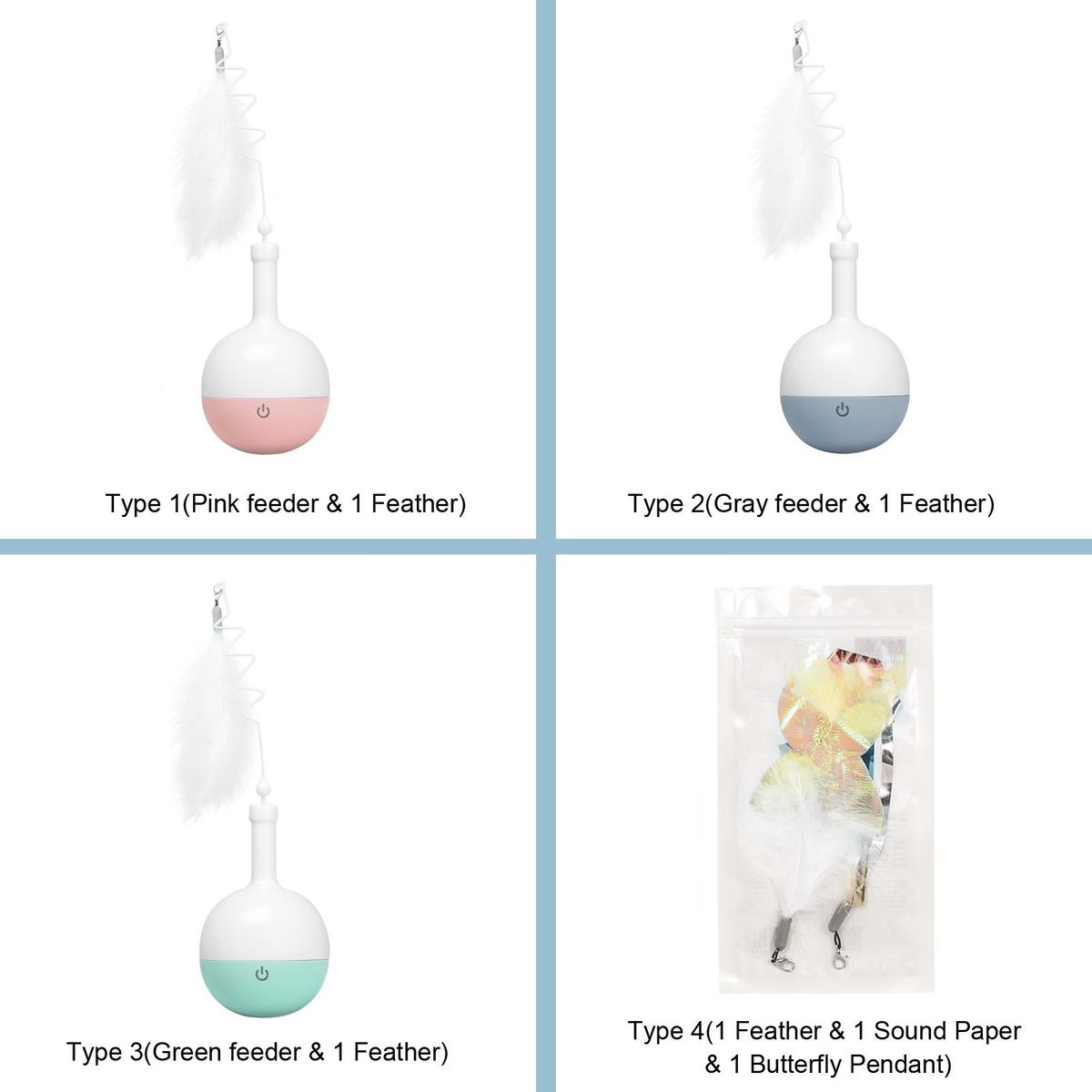 Interactive Cat Feeder Ball with Feather Slow Feeder Food Dispenser Ball Indoor Cat Ball Toys Self Rotating Ball for Daily Training