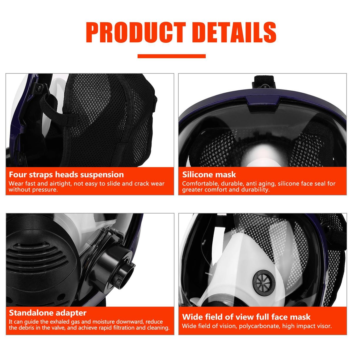 Gases Ma-sk Chemical Sprays Paint Anti-formaldehyde Activated Carbon Ma-sk Silicone Full Face Filters