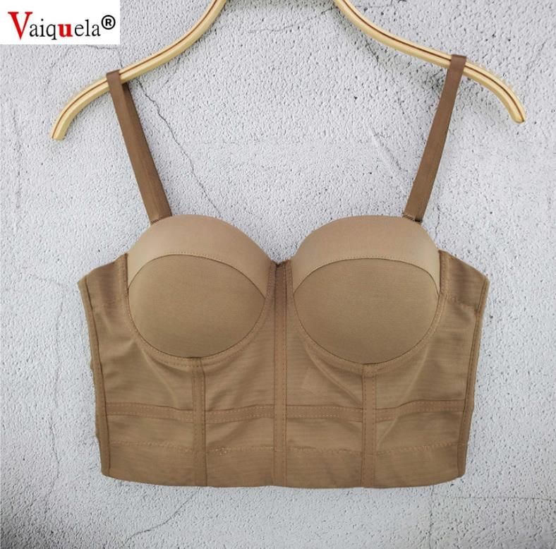Mesh    Corset Summer Crop Top Women Boning  Backless Padded Camisole Tops Low