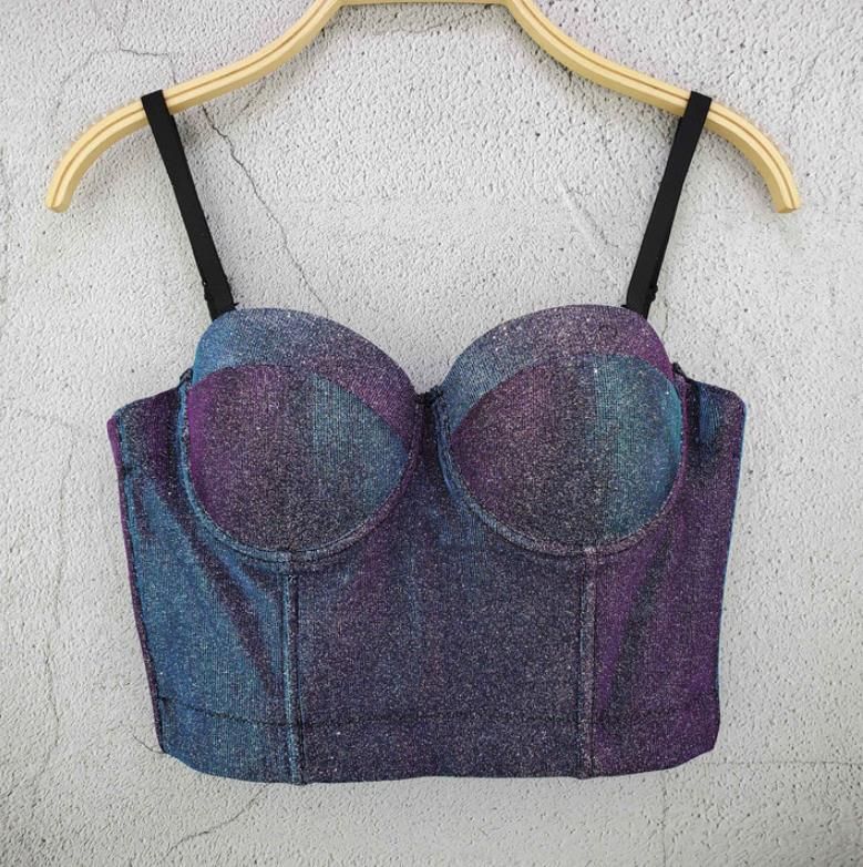 Mesh    Corset Summer Crop Top Women Boning  Backless Padded Camisole Tops Low