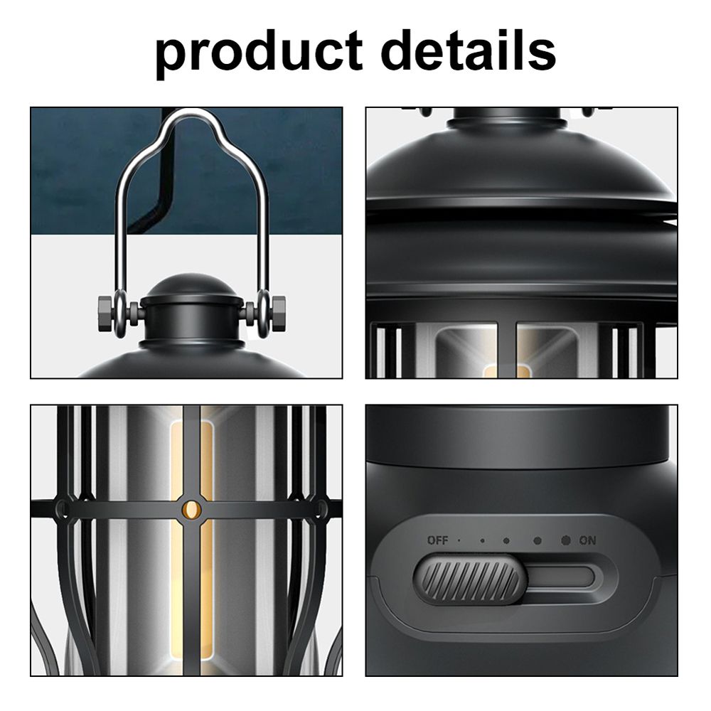 Cordless Camping Lamp Stepless Dimming Outdoor Retro Tent