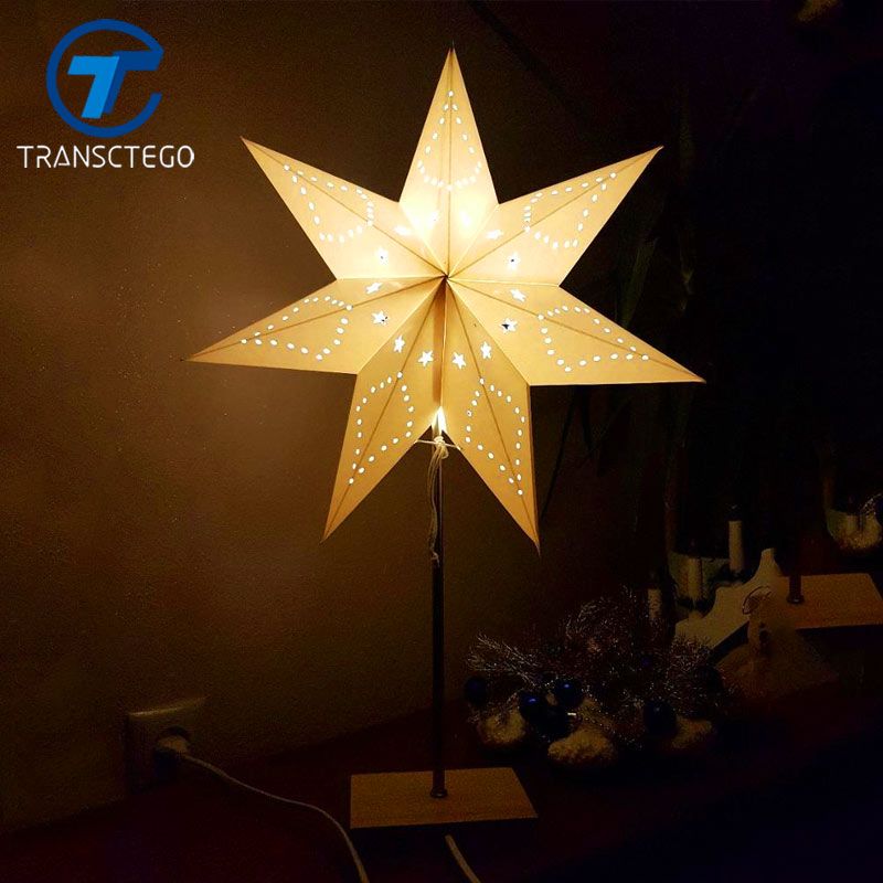 Led Desk Lamp Table Paper Star Wood Lamp Nordic Design Of