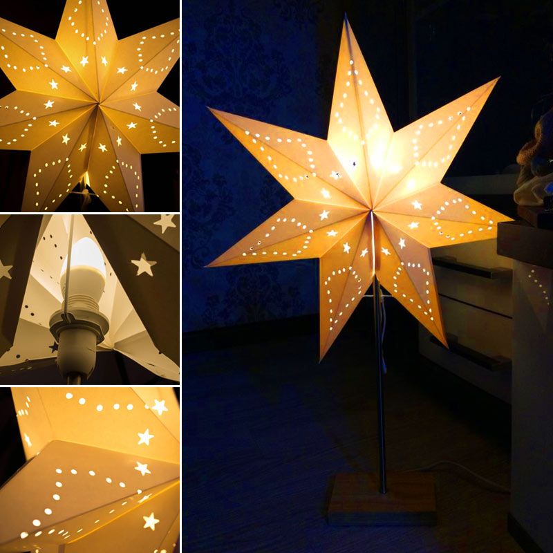 Led Desk Lamp Table Paper Star Wood Lamp Nordic Design Of
