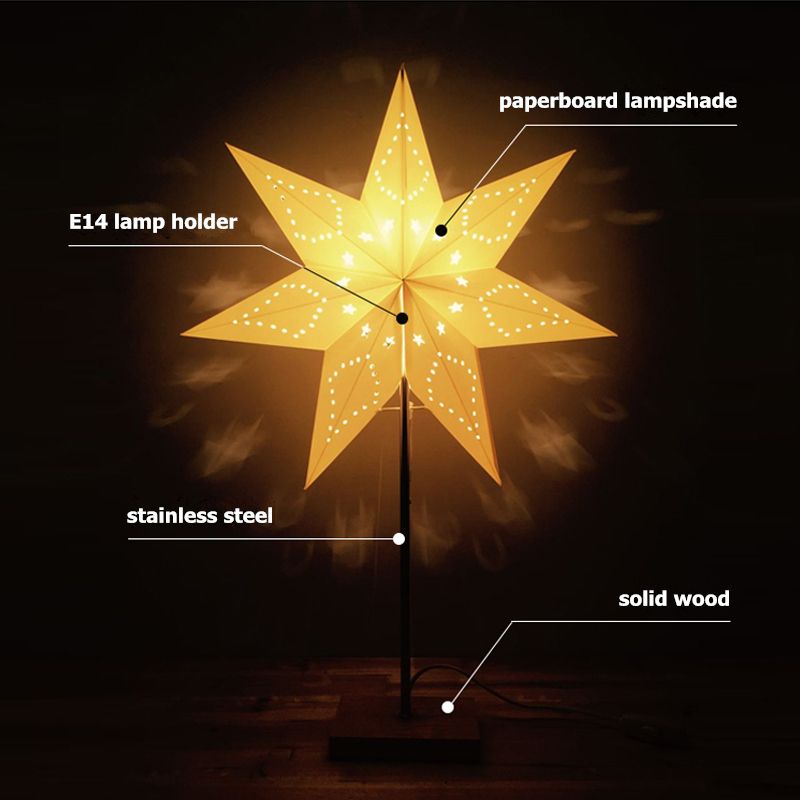 Led Desk Lamp Table Paper Star Wood Lamp Nordic Design Of