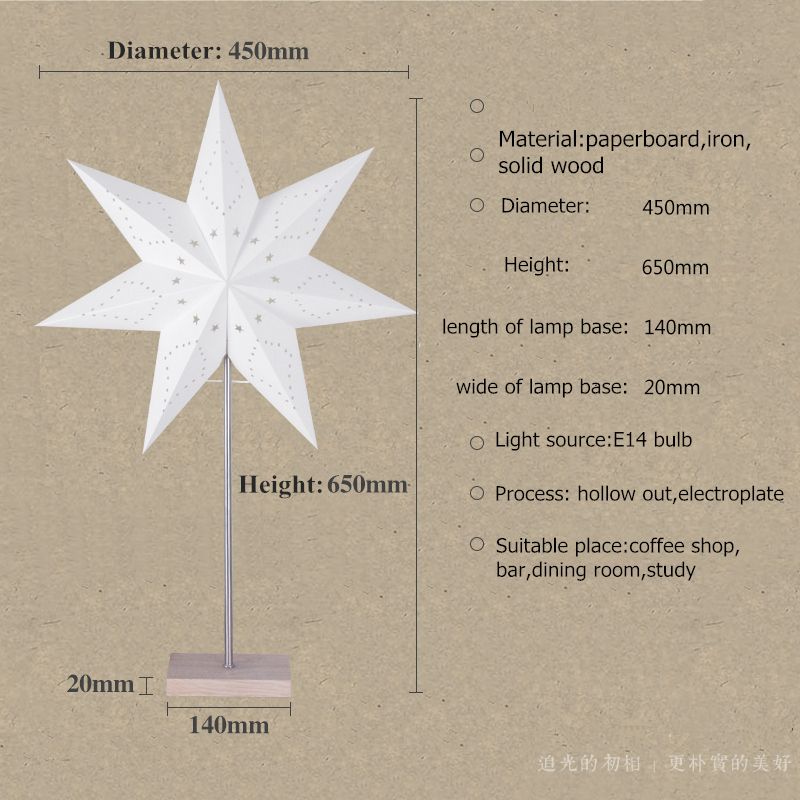Led Desk Lamp Table Paper Star Wood Lamp Nordic Design Of
